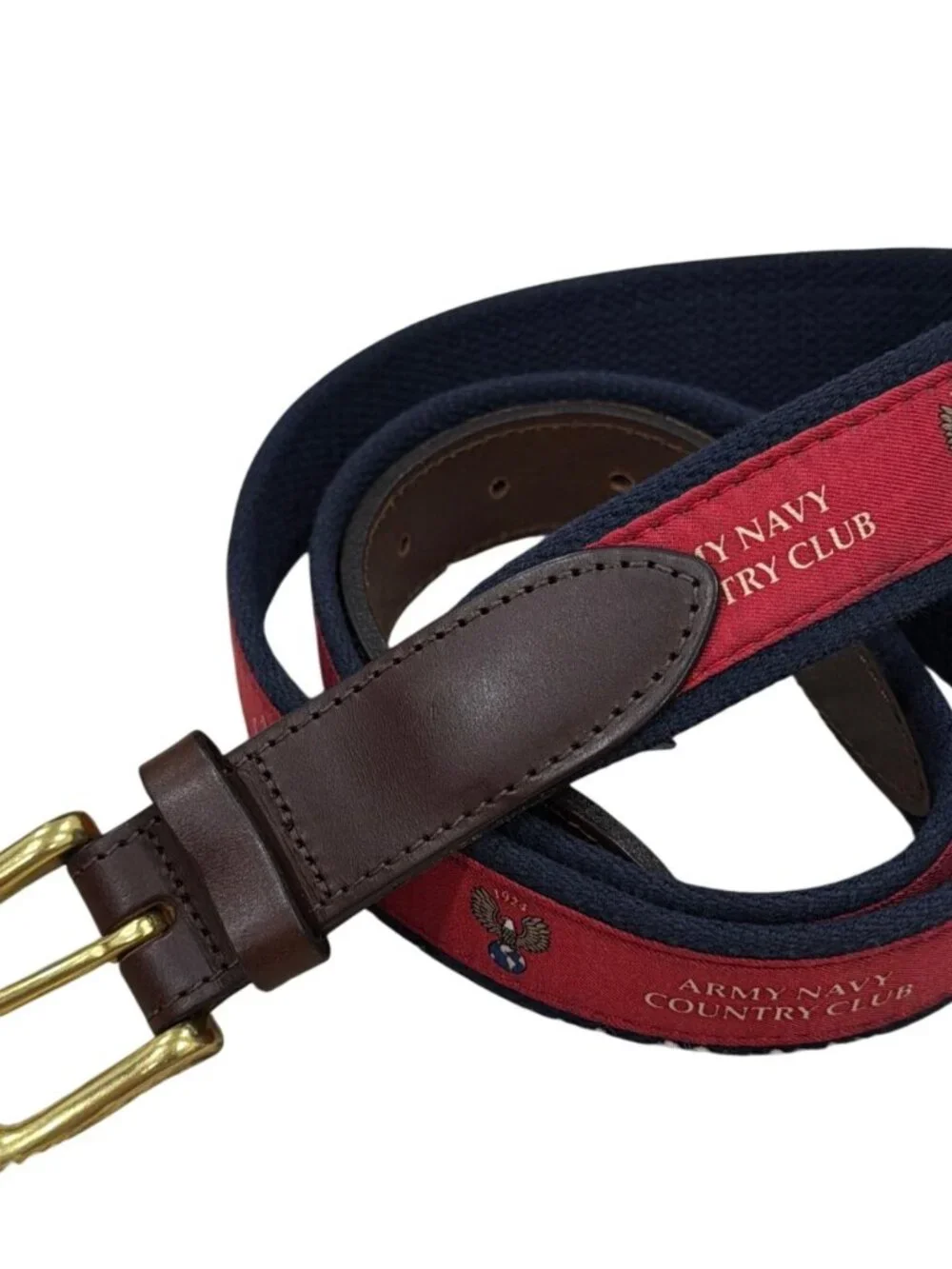 Vineyard Vines Army Navy Country Club Leather Canvas Belt Size 42